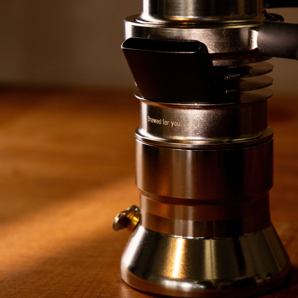 Custom engraved 9Barista espresso machine with name 'Brewed for You' on machine